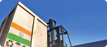 Shipping container being loaded for global logistics